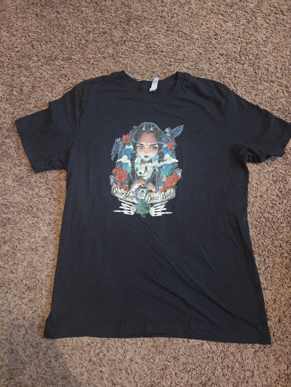 Black Graphic Tee with Wednesday